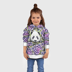 Толстовка-худи детская Панда среди цветов, цвет: 3D-белый — фото 2