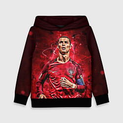 Толстовка-худи детская Cristiano Ronaldo Portugal, цвет: 3D-черный