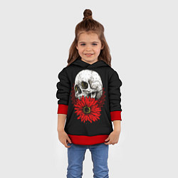 Толстовка-худи детская Череп и Красный Цветок Skull, цвет: 3D-красный — фото 2