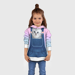 Толстовка-худи детская ВИСЛОУХИЙ КОТЕНОК В КАРМАШКЕ, цвет: 3D-белый — фото 2