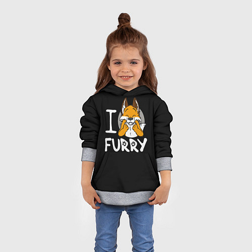 Детская толстовка I love furry / 3D-Меланж – фото 4