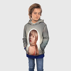Толстовка-худи детская Лиса маслом, цвет: 3D-синий — фото 2