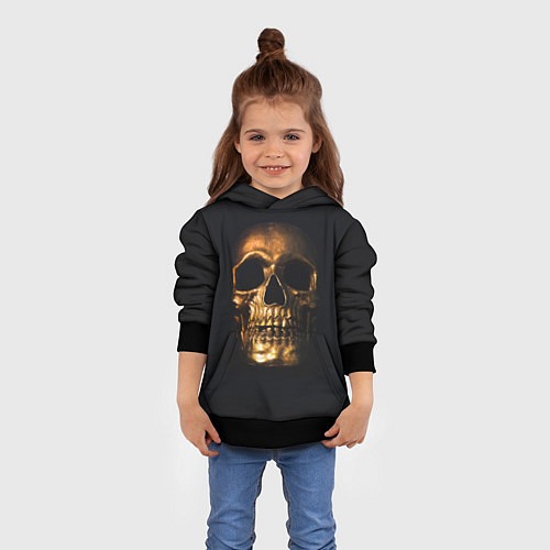 Детская толстовка Golden Skull / 3D-Черный – фото 4