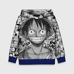 Толстовка-худи детская Луфи улыбается one piece, цвет: 3D-синий