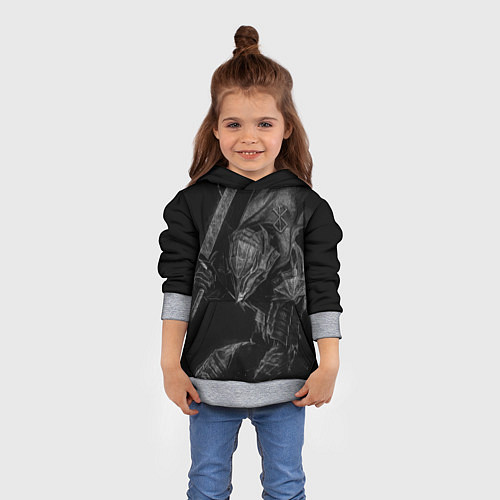 Детская толстовка БЕРСЕРК черно - белый / 3D-Меланж – фото 4
