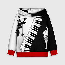Толстовка-худи детская Черно Белое пианино, цвет: 3D-красный