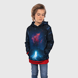 Толстовка-худи детская Душа идущая в космос Soul space Z, цвет: 3D-красный — фото 2
