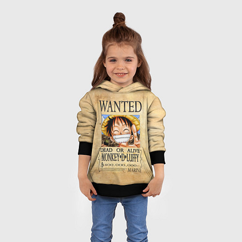 Детская толстовка Манки Д Луффи в розыске One Piece / 3D-Черный – фото 4