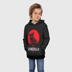 Толстовка-худи детская Chinzilla red, цвет: 3D-черный — фото 2