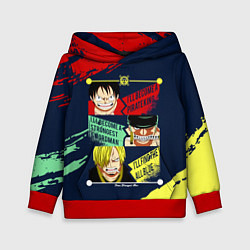 Толстовка-худи детская Луффи, Зоро и Санджи One Piece, цвет: 3D-красный