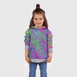 Толстовка-худи детская Неоновый абстрактный узор, цвет: 3D-меланж — фото 2