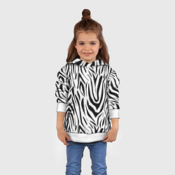 Толстовка-худи детская Черно-белая зебра, цвет: 3D-белый — фото 2