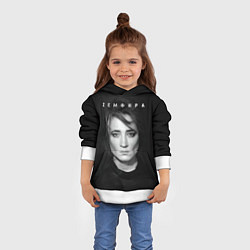 Толстовка-худи детская Zемфира красивый портрет, цвет: 3D-белый — фото 2