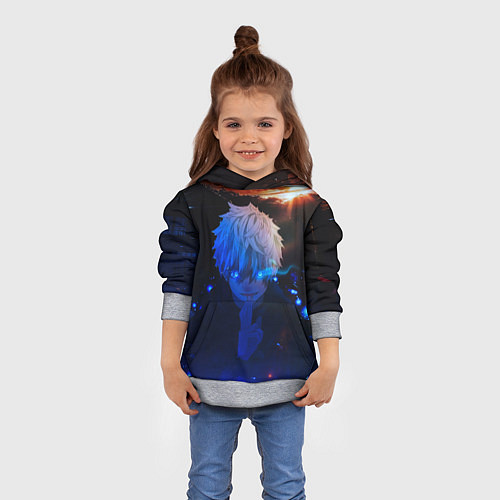 Детская толстовка Сатору гото голубые глаза / 3D-Меланж – фото 4