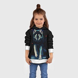 Толстовка-худи детская КРАСИВЫЙ ВОЛК, цвет: 3D-белый — фото 2