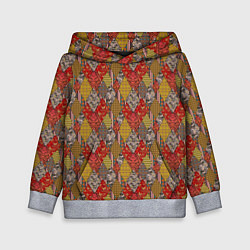 Толстовка-худи детская Осенний пэчворк, цвет: 3D-меланж
