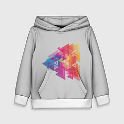 Толстовка-худи детская Цветные треугольники, цвет: 3D-белый