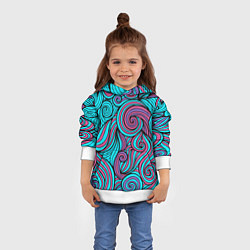 Толстовка-худи детская Синие листья, цвет: 3D-белый — фото 2