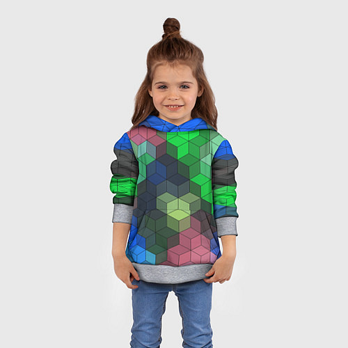Детская толстовка Разноцветный геометрический уз / 3D-Меланж – фото 4