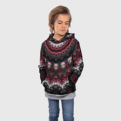 Толстовка-худи детская Красно-черный мозаичный узор, цвет: 3D-меланж — фото 2