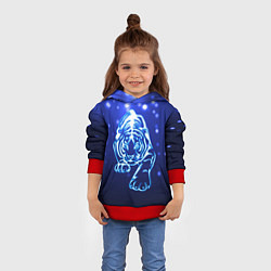 Толстовка-худи детская Неоновый тигр, цвет: 3D-красный — фото 2