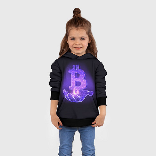 Детская толстовка BITCOIN IN HAND БИТКОИН / 3D-Черный – фото 4
