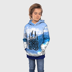 Толстовка-худи детская Печать Велеса Волчья лапа, цвет: 3D-синий — фото 2