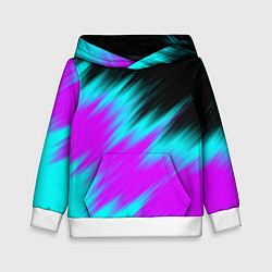 Толстовка-худи детская НЕОНОВЫЕ ПОЛОСЫ И НИЧЕГО ЛИШНЕГО NEON STRIPES, цвет: 3D-белый