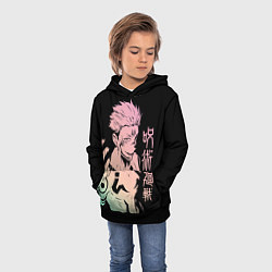 Толстовка-худи детская Сукуна, Магическая битва, цвет: 3D-черный — фото 2