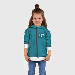 Толстовка-худи детская Форма игрока Игра в кальмара, цвет: 3D-белый — фото 2