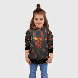 Толстовка-худи детская Огненные черепа Carbon, цвет: 3D-черный — фото 2