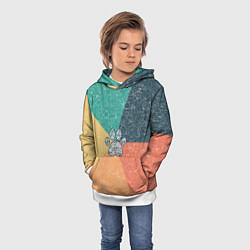 Толстовка-худи детская Лапа на фоне АПВ 5 1 12, цвет: 3D-белый — фото 2