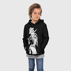 Толстовка-худи детская Гинтоки Саката держит меч Гинтама, цвет: 3D-меланж — фото 2