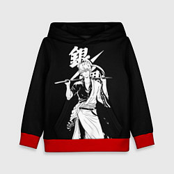 Толстовка-худи детская Гинтоки Саката держит меч Гинтама, цвет: 3D-красный