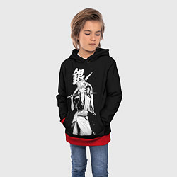 Толстовка-худи детская Гинтоки Саката держит меч Гинтама, цвет: 3D-красный — фото 2