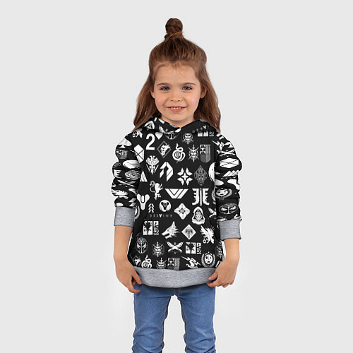 Детская толстовка DESTINY 2 PATTERN GAME LOGO ДЕСТИНИ 2 ПАТТЕРН СИМВ / 3D-Меланж – фото 4