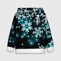 Толстовка-худи детская Космические снежинки, цвет: 3D-белый