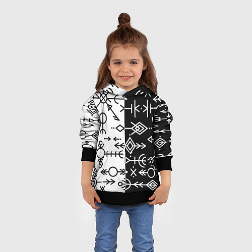 Детская толстовка ДРЕВНИЕ СЛАВЯНСКИЕ РУНЫ / 3D-Черный – фото 4