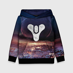 Толстовка-худи детская ДЕСТИНИ ЗЕМЛЯ ХАБ, СТРАННИК НАД ГОРОДОМ, цвет: 3D-черный