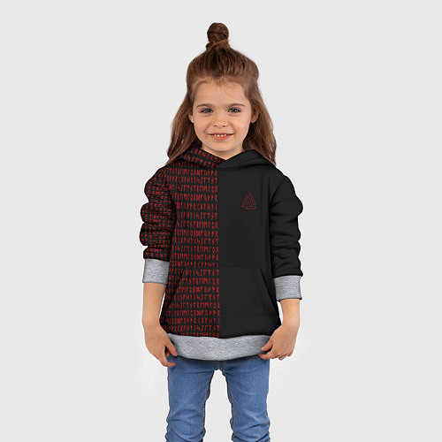 Детская толстовка ВАЛЬКНУТ РУНИЧЕСКИЙ АЛФАВИТ / 3D-Меланж – фото 4