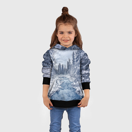 Детская толстовка СНЕЖНЫЙ ПЕЙЗАЖ / 3D-Черный – фото 4
