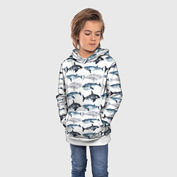 Толстовка-худи детская Принт с китами, цвет: 3D-белый — фото 2