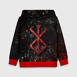 Толстовка-худи детская BERSERK LOGO GRUNGE RED, цвет: 3D-красный