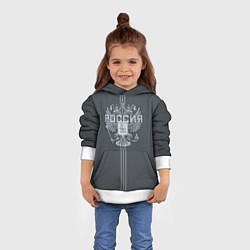 Толстовка-худи детская Герб Российской Федерации, цвет: 3D-белый — фото 2