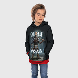 Толстовка-худи детская Сила Рода Славянский воин, цвет: 3D-красный — фото 2