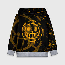 Толстовка-худи детская ВАН ПИС ПИРАТЫ ЖЁЛТЫЙ ЛОГО, цвет: 3D-меланж