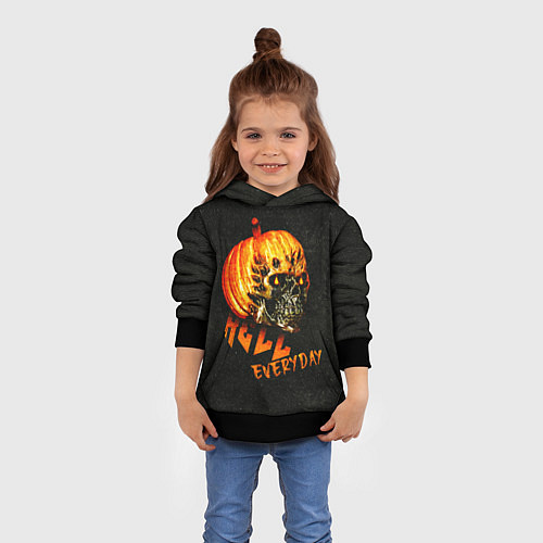 Детская толстовка Helloween череп тыква scull pumkin / 3D-Черный – фото 4