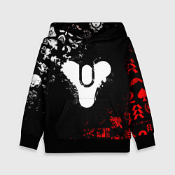 Толстовка-худи детская DESTINY 2 RED & WHITE PATTERN LOGO, цвет: 3D-черный
