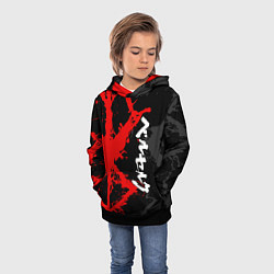 Толстовка-худи детская БЕРСЕРК КРАСНОЕ КЛЕЙМО ИЕРОЛГИФЫ, цвет: 3D-черный — фото 2