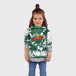 Толстовка-худи детская Minnesota Wild, Миннесота Уайлд, цвет: 3D-меланж — фото 2